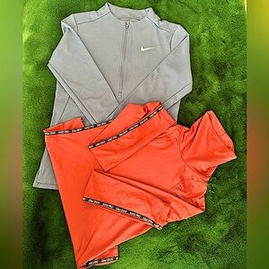 SALE Nike✔️Set of 2 Dri Fit, Long Sleeve Women’s Tops Coral Pink and Blue Gray